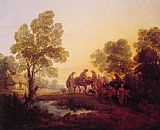 Evening Landscape Peasants and Mounted Figures by Thomas Gainsborough